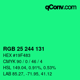 Color code: RGB 25 244 131 | qconv.com