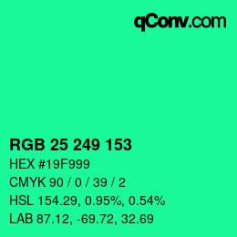 Color code: RGB 25 249 153 | qconv.com