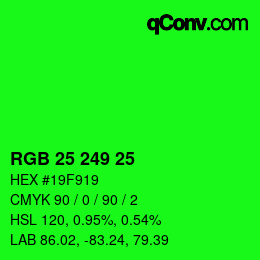 Color code: RGB 25 249 25 | qconv.com