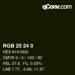 颜色代码: RGB 25 24 0 | qconv.com