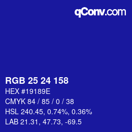 Color code: RGB 25 24 158 | qconv.com