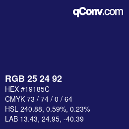 カラーコード: RGB 25 24 92 | qconv.com