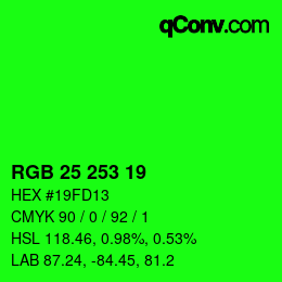 Color code: RGB 25 253 19 | qconv.com