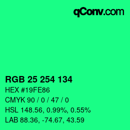 Color code: RGB 25 254 134 | qconv.com