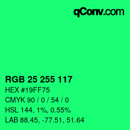 Color code: RGB 25 255 117 | qconv.com