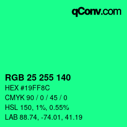 Color code: RGB 25 255 140 | qconv.com