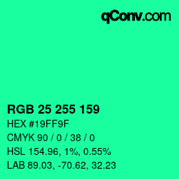 Color code: RGB 25 255 159 | qconv.com