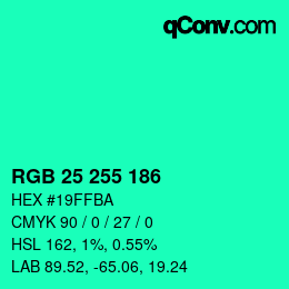 Color code: RGB 25 255 186 | qconv.com