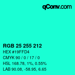 Color code: RGB 25 255 212 | qconv.com