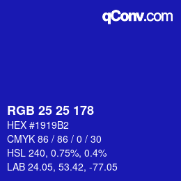 Color code: RGB 25 25 178 | qconv.com