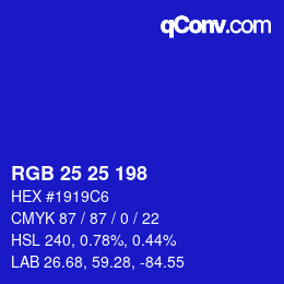 Color code: RGB 25 25 198 | qconv.com