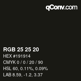 Color code: RGB 25 25 20 | qconv.com