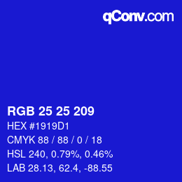カラーコード: RGB 25 25 209 | qconv.com