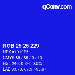 Color code: RGB 25 25 229 | qconv.com