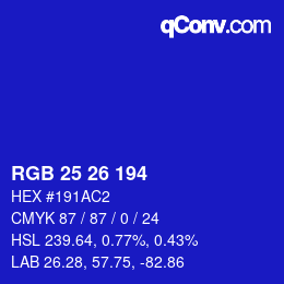 Color code: RGB 25 26 194 | qconv.com