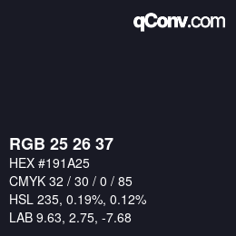 Color code: RGB 25 26 37 | qconv.com