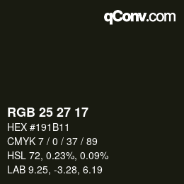 Color code: RGB 25 27 17 | qconv.com