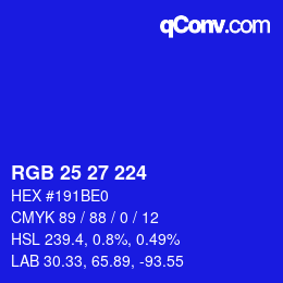 Color code: RGB 25 27 224 | qconv.com