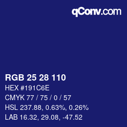 Color code: RGB 25 28 110 | qconv.com