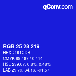 Color code: RGB 25 28 219 | qconv.com