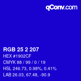 Color code: RGB 25 2 207 | qconv.com