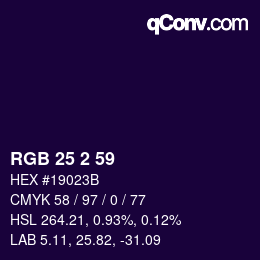 Color code: RGB 25 2 59 | qconv.com