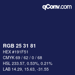 Color code: RGB 25 31 81 | qconv.com