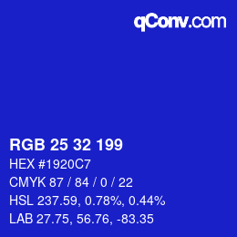 Color code: RGB 25 32 199 | qconv.com