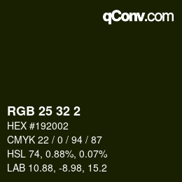 Color code: RGB 25 32 2 | qconv.com