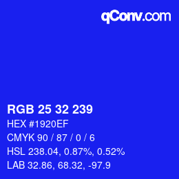 Color code: RGB 25 32 239 | qconv.com