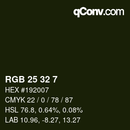Color code: RGB 25 32 7 | qconv.com