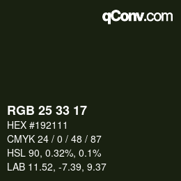 Color code: RGB 25 33 17 | qconv.com