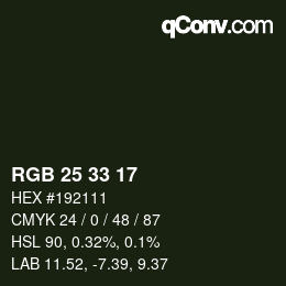 Color code: RGB 25 33 17 | qconv.com