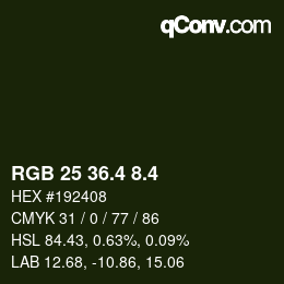 カラーコード: RGB 25 36.4 8.4 | qconv.com
