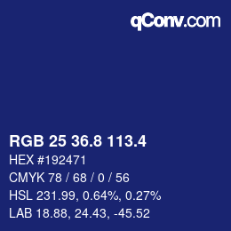 カラーコード: RGB 25 36.8 113.4 | qconv.com