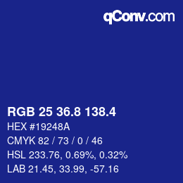 カラーコード: RGB 25 36.8 138.4 | qconv.com