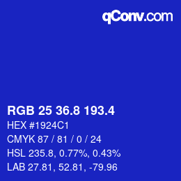 カラーコード: RGB 25 36.8 193.4 | qconv.com