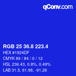 カラーコード: RGB 25 36.8 223.4 | qconv.com