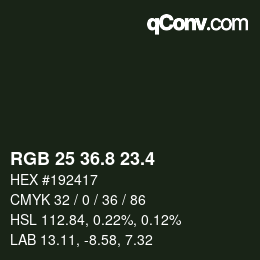 カラーコード: RGB 25 36.8 23.4 | qconv.com