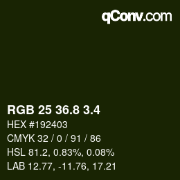 カラーコード: RGB 25 36.8 3.4 | qconv.com