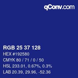 Color code: RGB 25 37 128 | qconv.com