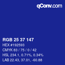 カラーコード: RGB 25 37 147 | qconv.com