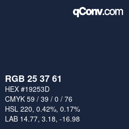 カラーコード: RGB 25 37 61 | qconv.com