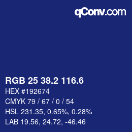 カラーコード: RGB 25 38.2 116.6 | qconv.com