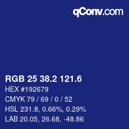 カラーコード: RGB 25 38.2 121.6 | qconv.com
