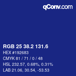 カラーコード: RGB 25 38.2 131.6 | qconv.com