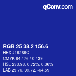 カラーコード: RGB 25 38.2 156.6 | qconv.com