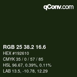カラーコード: RGB 25 38.2 16.6 | qconv.com