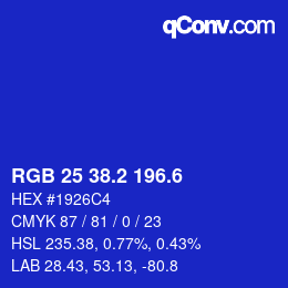 カラーコード: RGB 25 38.2 196.6 | qconv.com