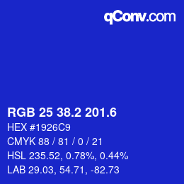 カラーコード: RGB 25 38.2 201.6 | qconv.com